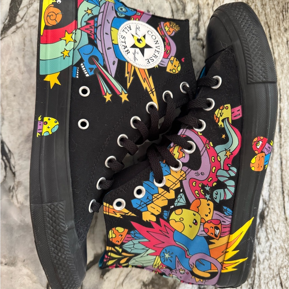 Converse Black with Multicolor Graphic High-Tops